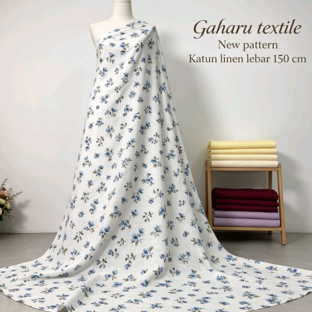 bahan katun linen premium - katun linen motif - katun linen meteran - linen uniqlo