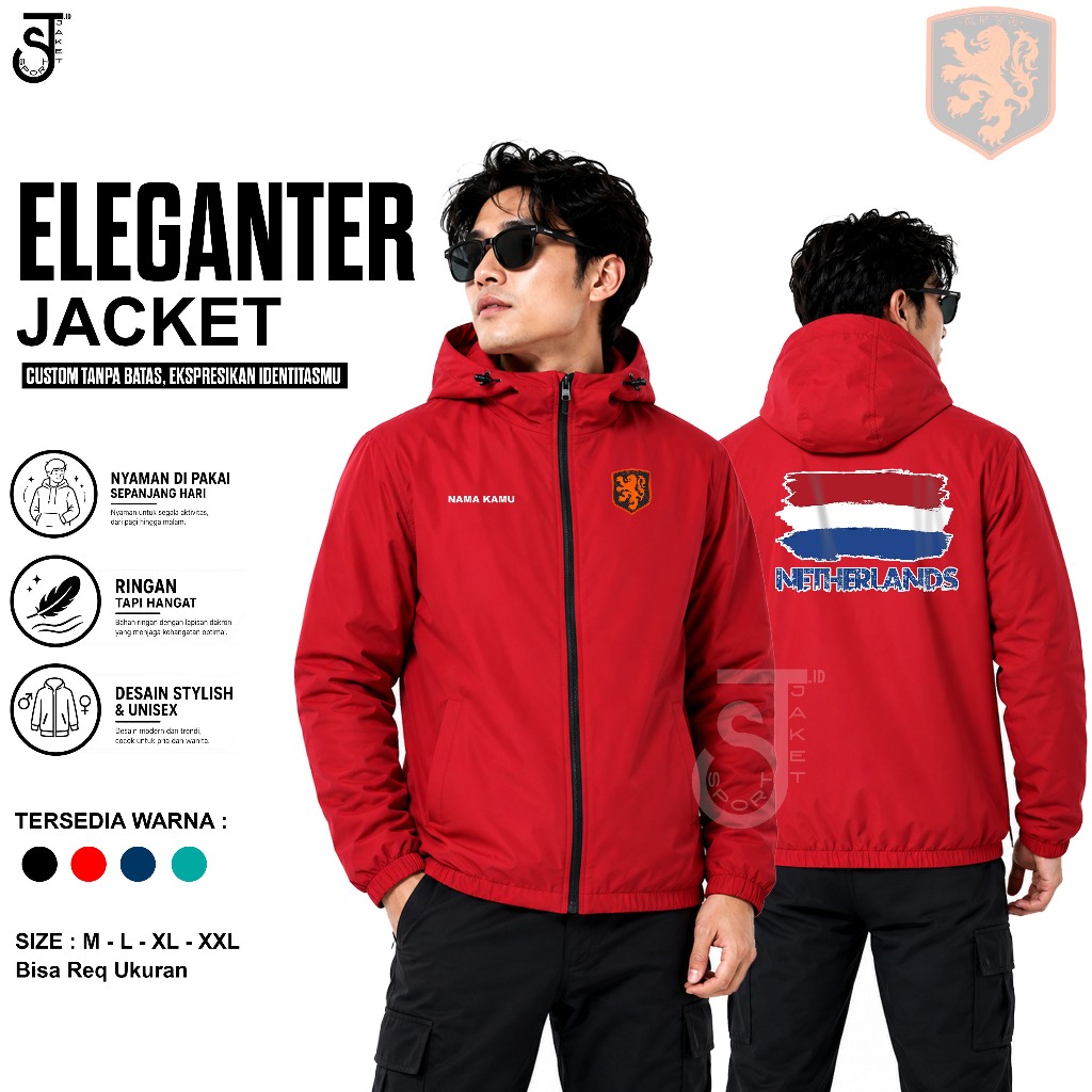 Jaket Pria Timnas Belanda  Oranje Si Oranye custom semi wf PIldun 2026 terbaru free nama sablondtf