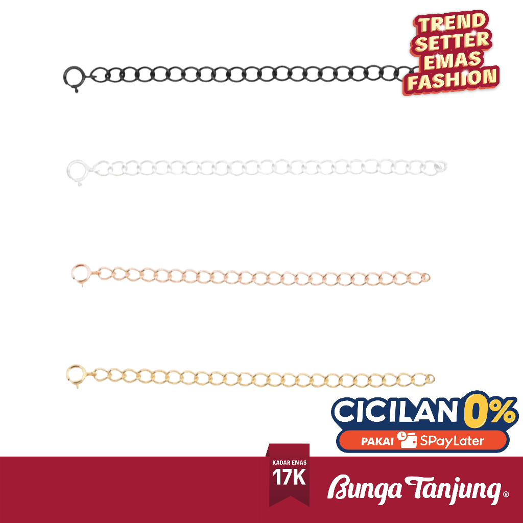 EXTENDER - RANTAI EXTENTION KALUNG GELANG - EMAS 17K - BUNGA TANJUNG GOLD