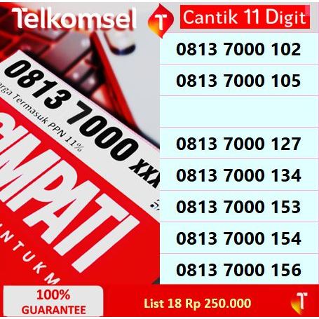 Telkomsel Nomor Cantik 11 Digit 4G & 5G. Free 3GB. 6