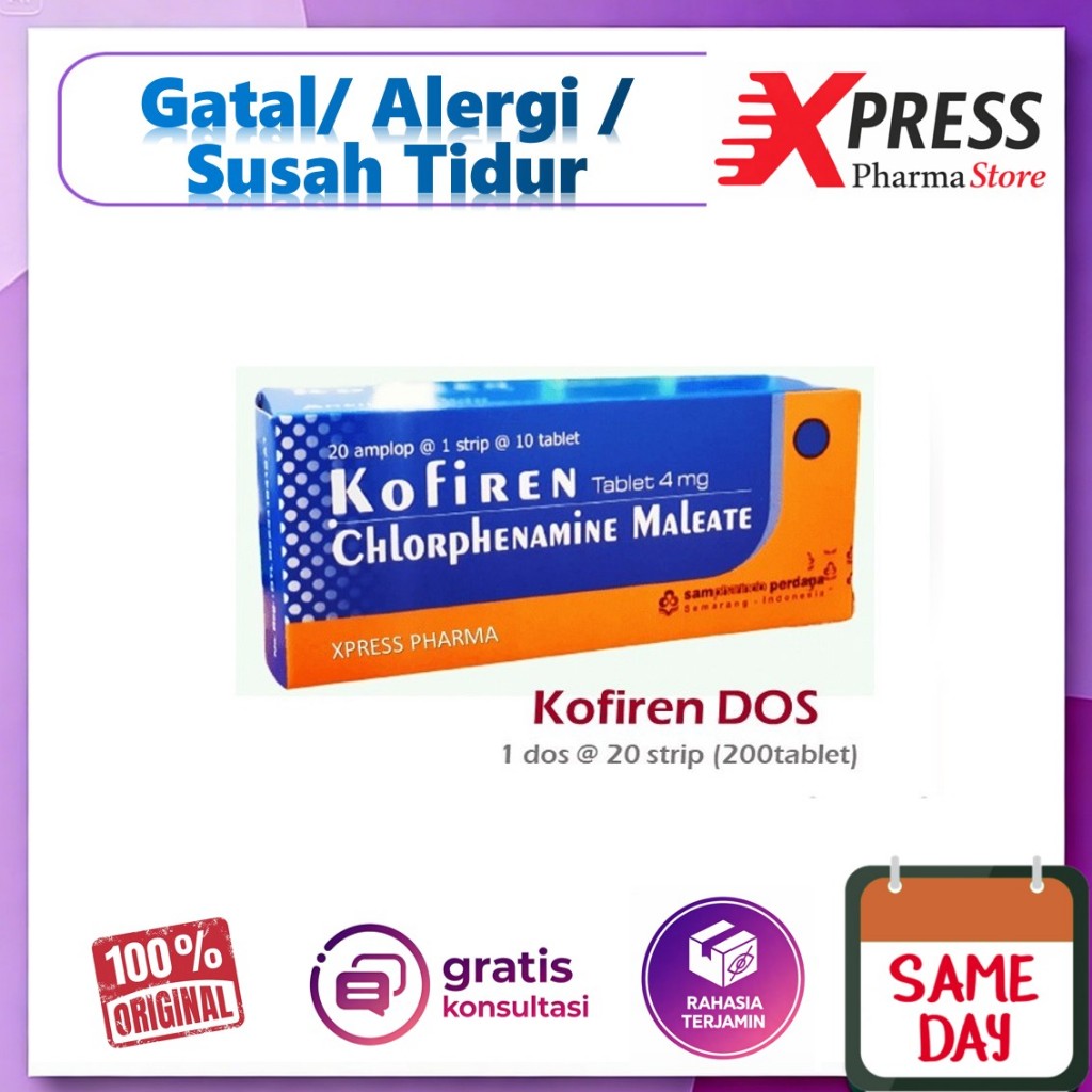XPRESS  Kofiren DOS Obat Gatal Alergi Susah Tidur Koviren Cofiren Coviren Box Dus Tablet CTM Zet