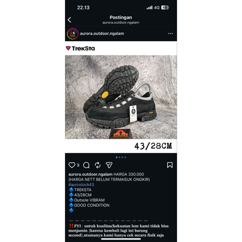 sepatu treksta second