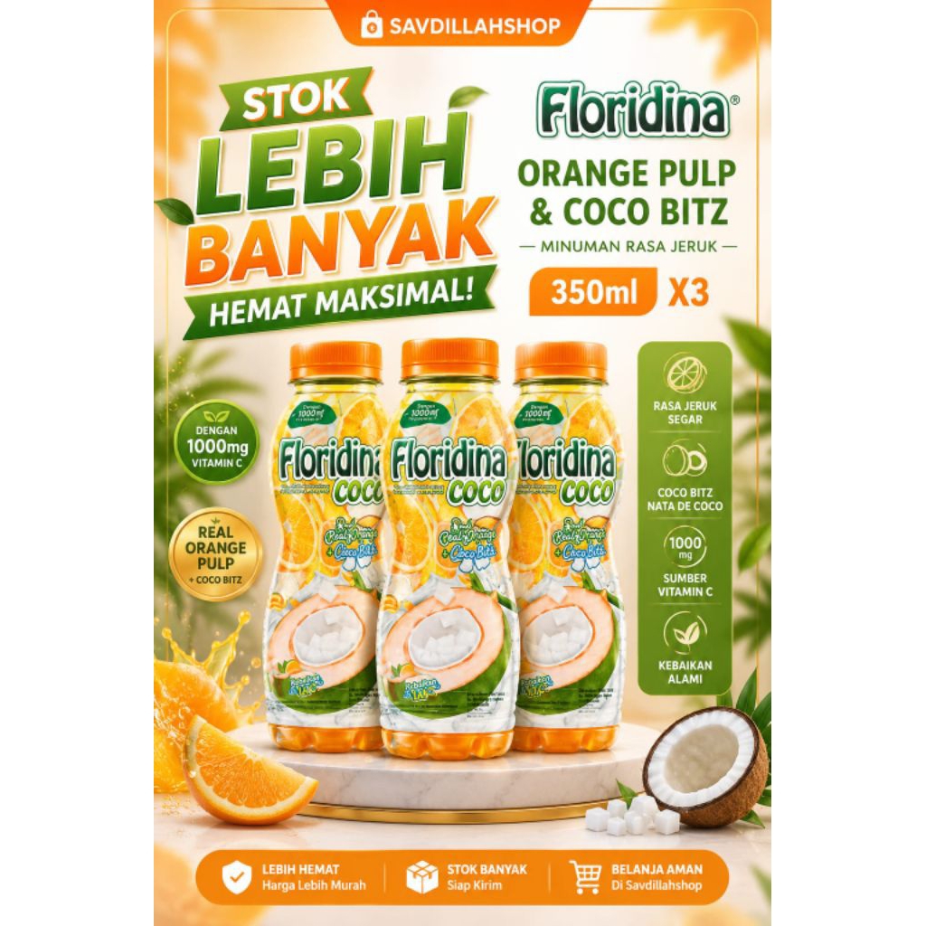 FloridinaCocoOrangePulp&CocokBitz-350mlX3-Botol