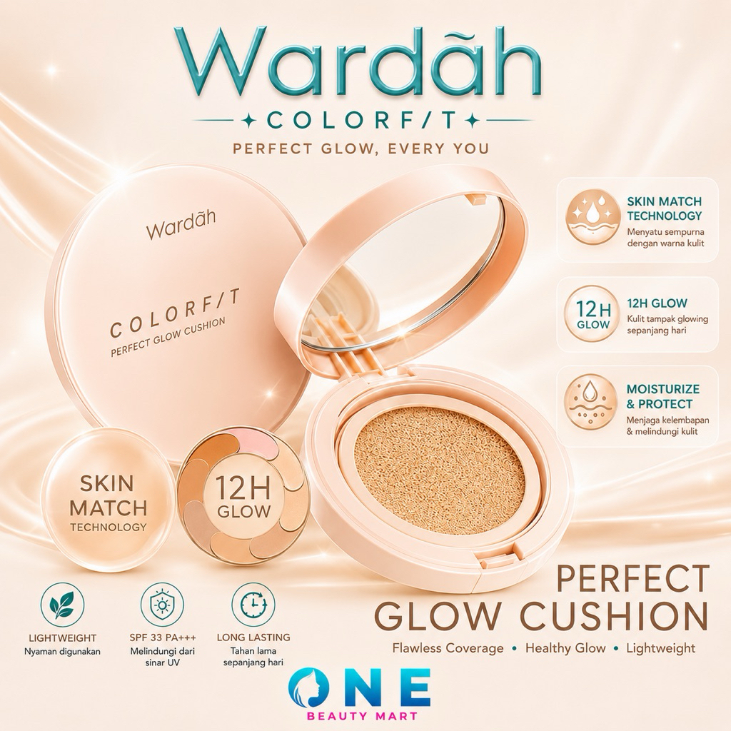 WARDAH Colorfit Perfect Glow Cushion SPF 33 PA++ | Bedak Glowing Tahan 12 Jam