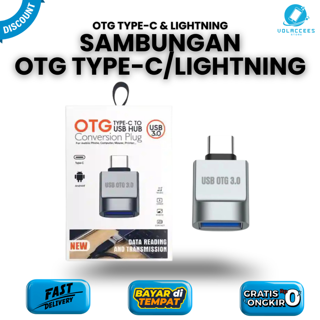 OTG TYPE-C DAN LIGHTNING USB 3.0 ADAPTER CONVERTER ANDROID TABLE PLUG & PLAY OTG IPHONE TO USB ORIGI