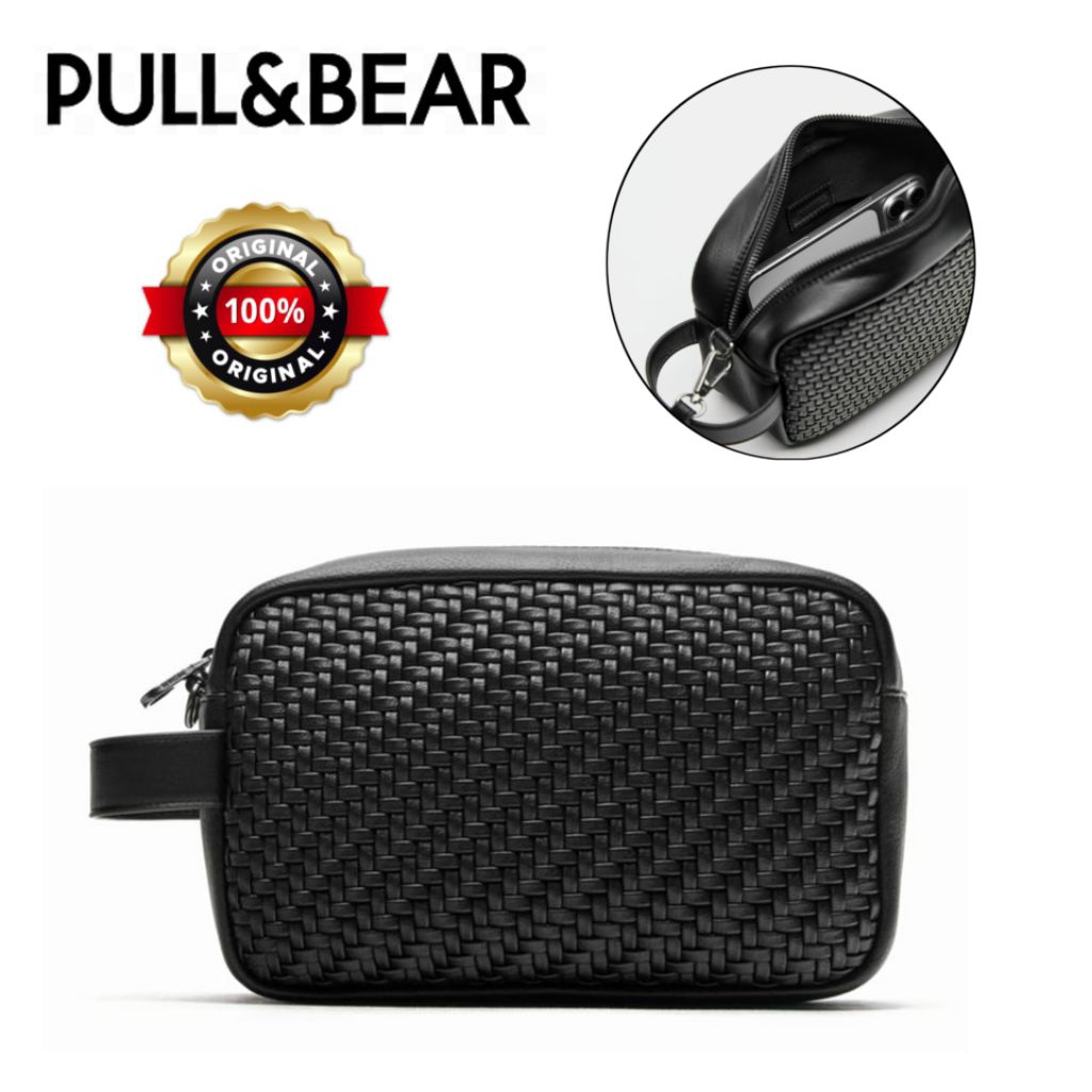 Tas Tangan Pouch Pull and Bear Mini Bag Pria/Wanita Aesthetic Muat Hp Dompet Card - Black