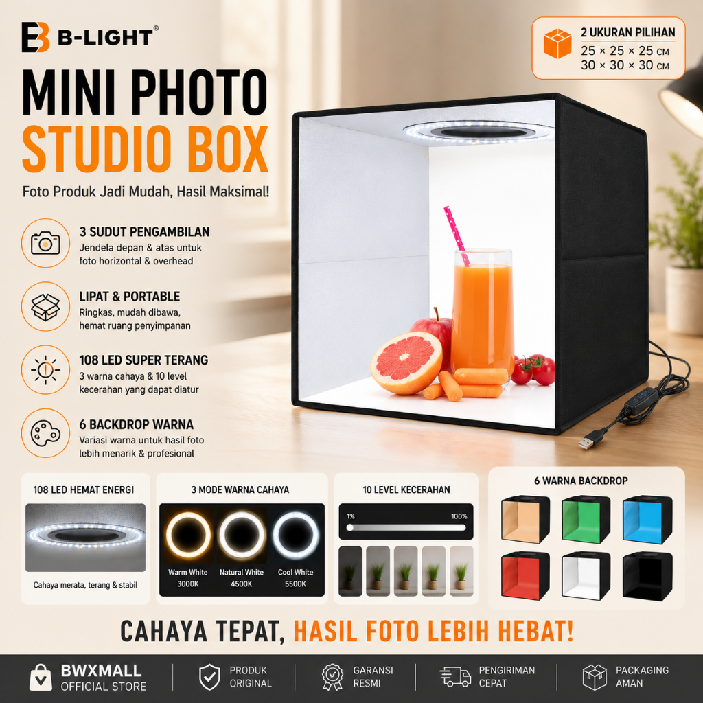 Lampu Ring Light LED 45cm 18 Inch B Light 50W Alat Pencahayaan Studio Foto Video Live Streaming Tikt