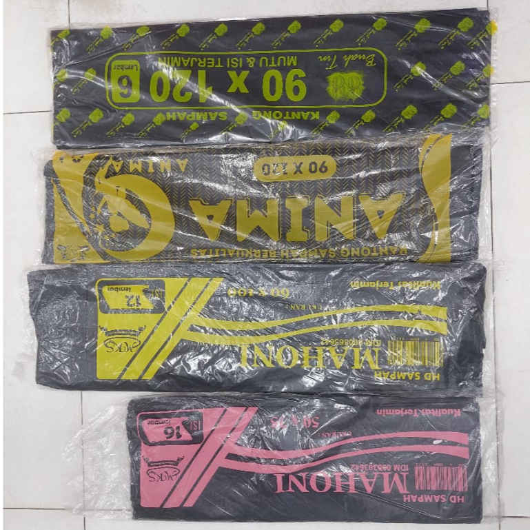 KANTONG PLASTIK SAMPAH MAHONI, ANIMA, DAN BUAH TIN