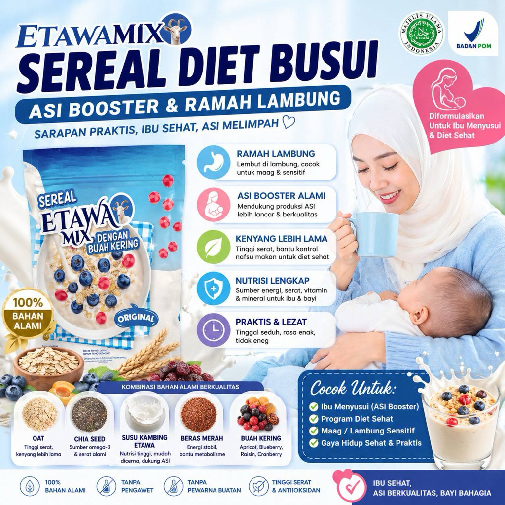 Etawamix : Rahasia Diet Busui yang Nyaman di Lambung dan Tidak Mudah Lapar BPOM Halal Bisa COD