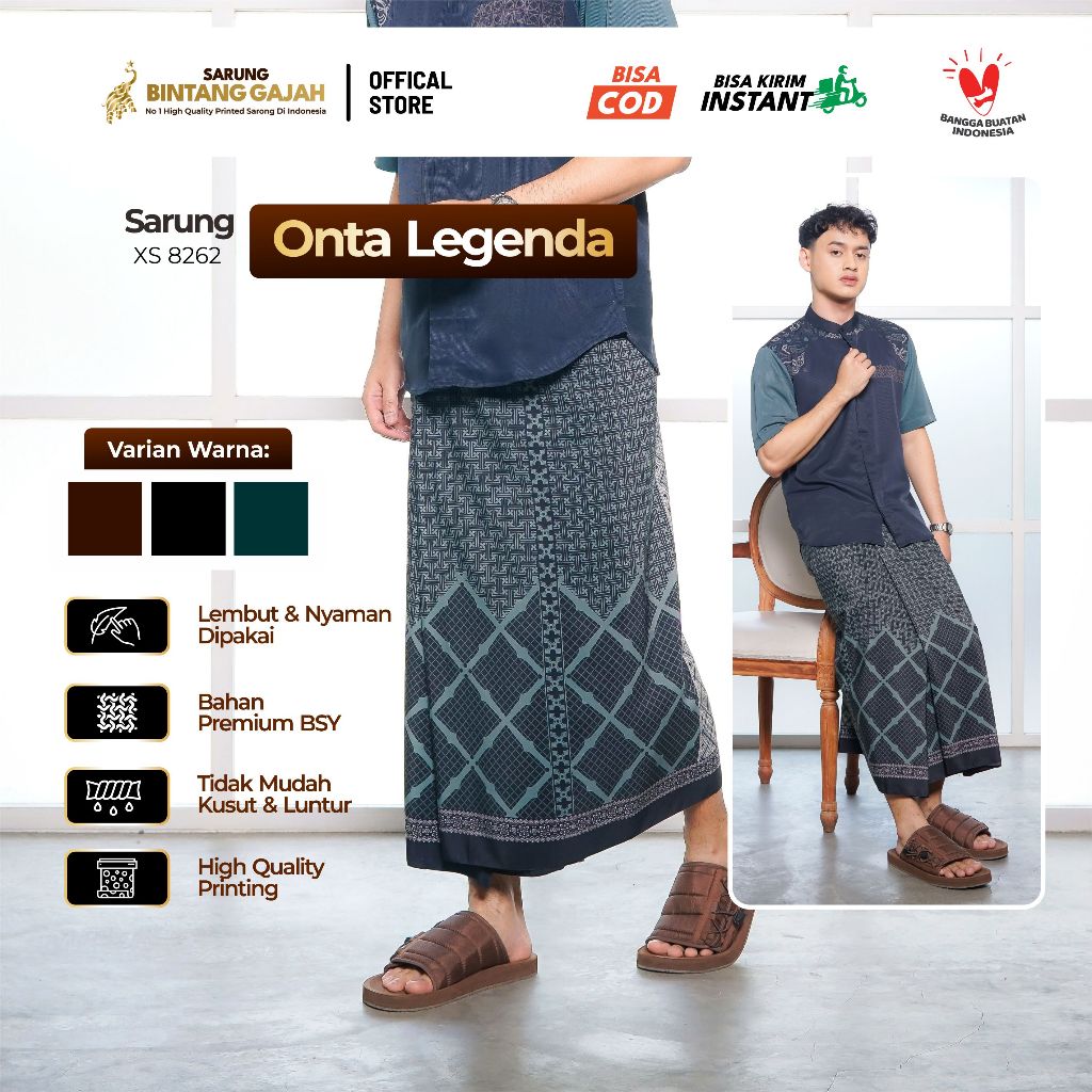 Sarung Bintang Gajah Onta Legenda XS 8262 GENTALA Motif Kotak Minimalis Modern