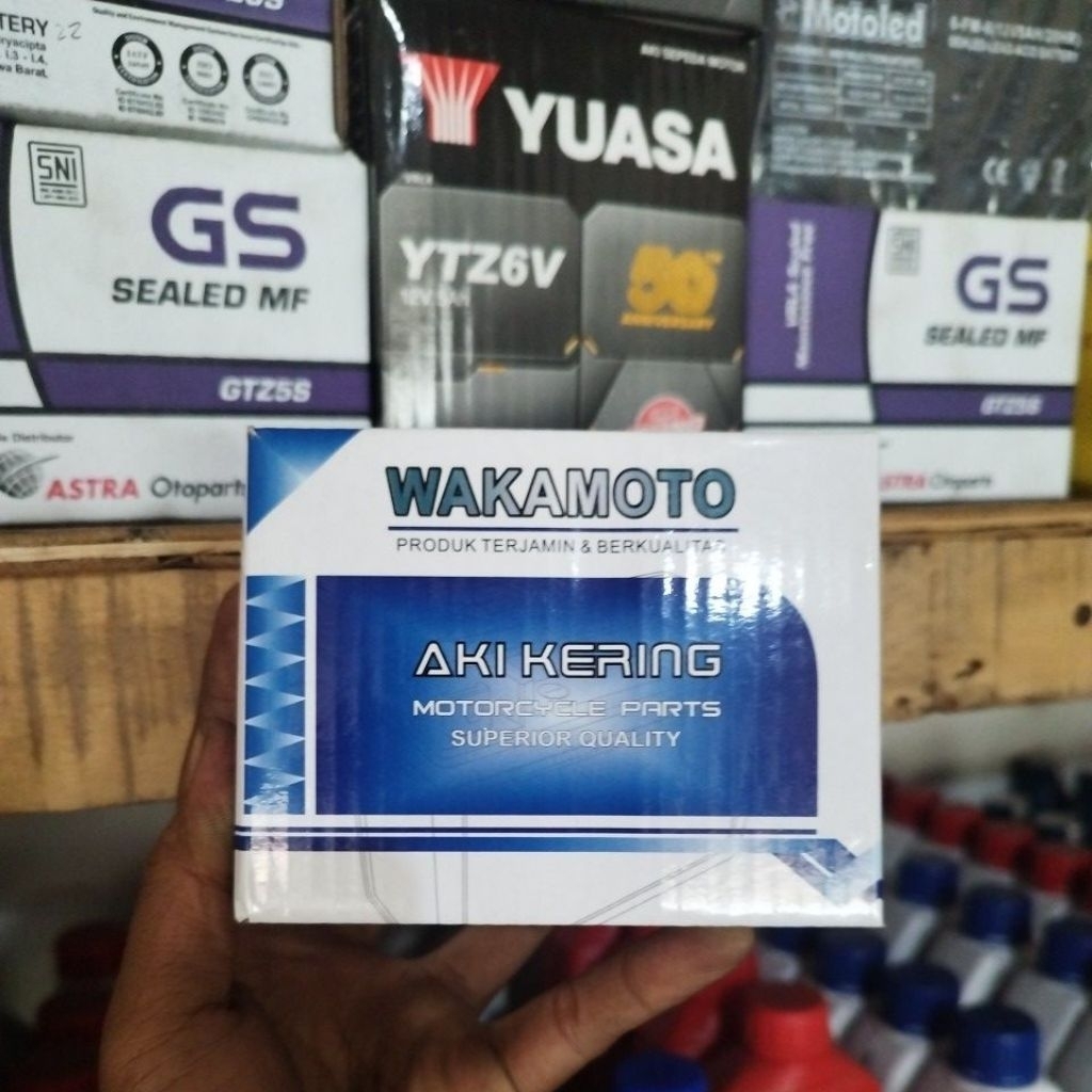 aki kering motor bebek dan matic merk WAKAMOTO & PETROASIA