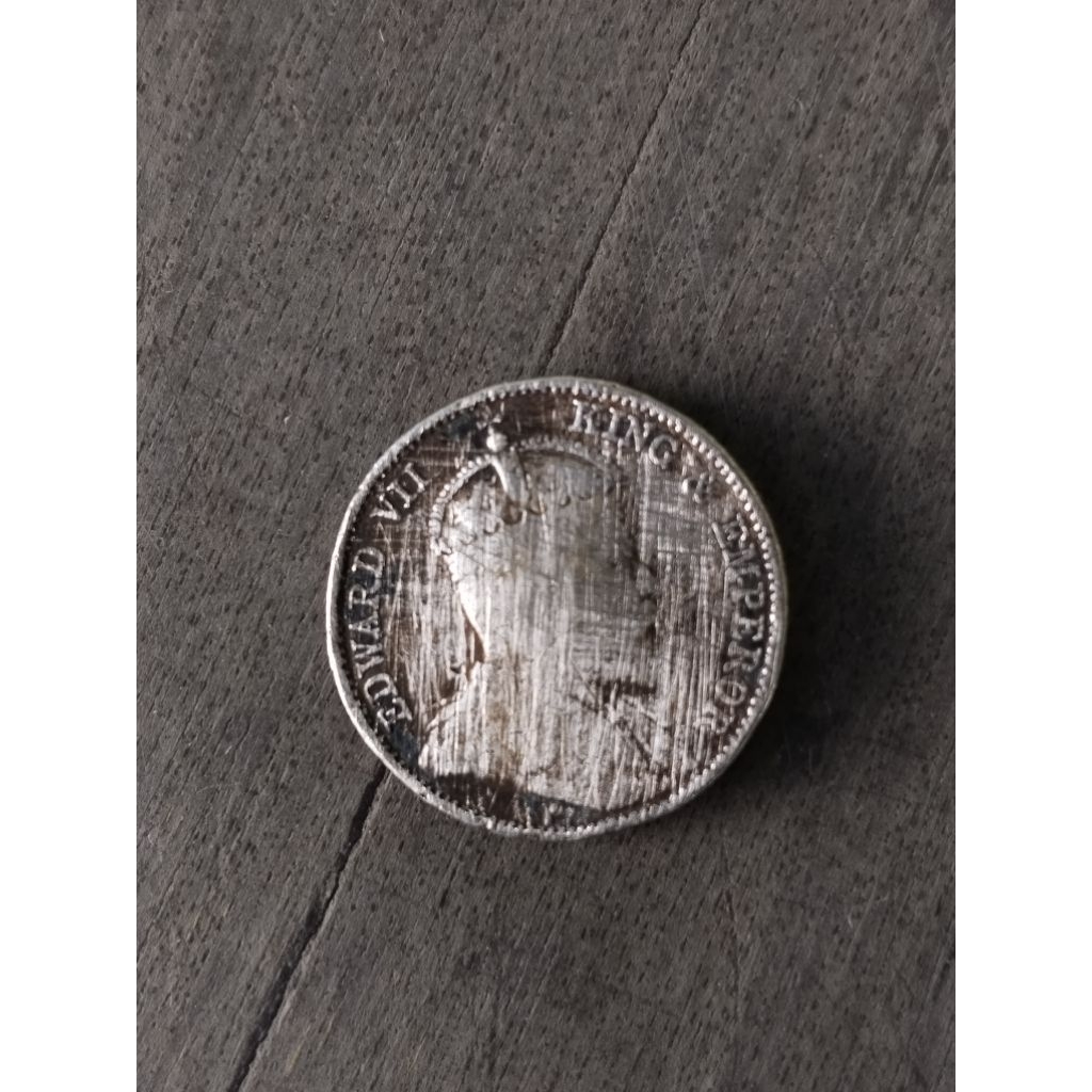 Koin Perak Kuno || 10 Cents Straits Settlements Tahun 1909 || Era Raja Edward VII || 100% Asli Silve