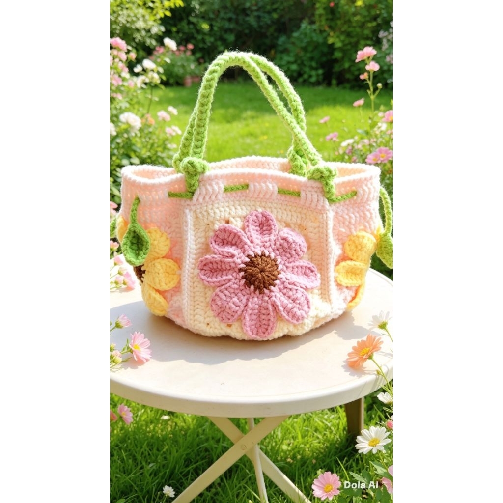 TAS RAJUT GRANNY SQUARE TAS RAJUT BUNGA GRANNY SQUARE