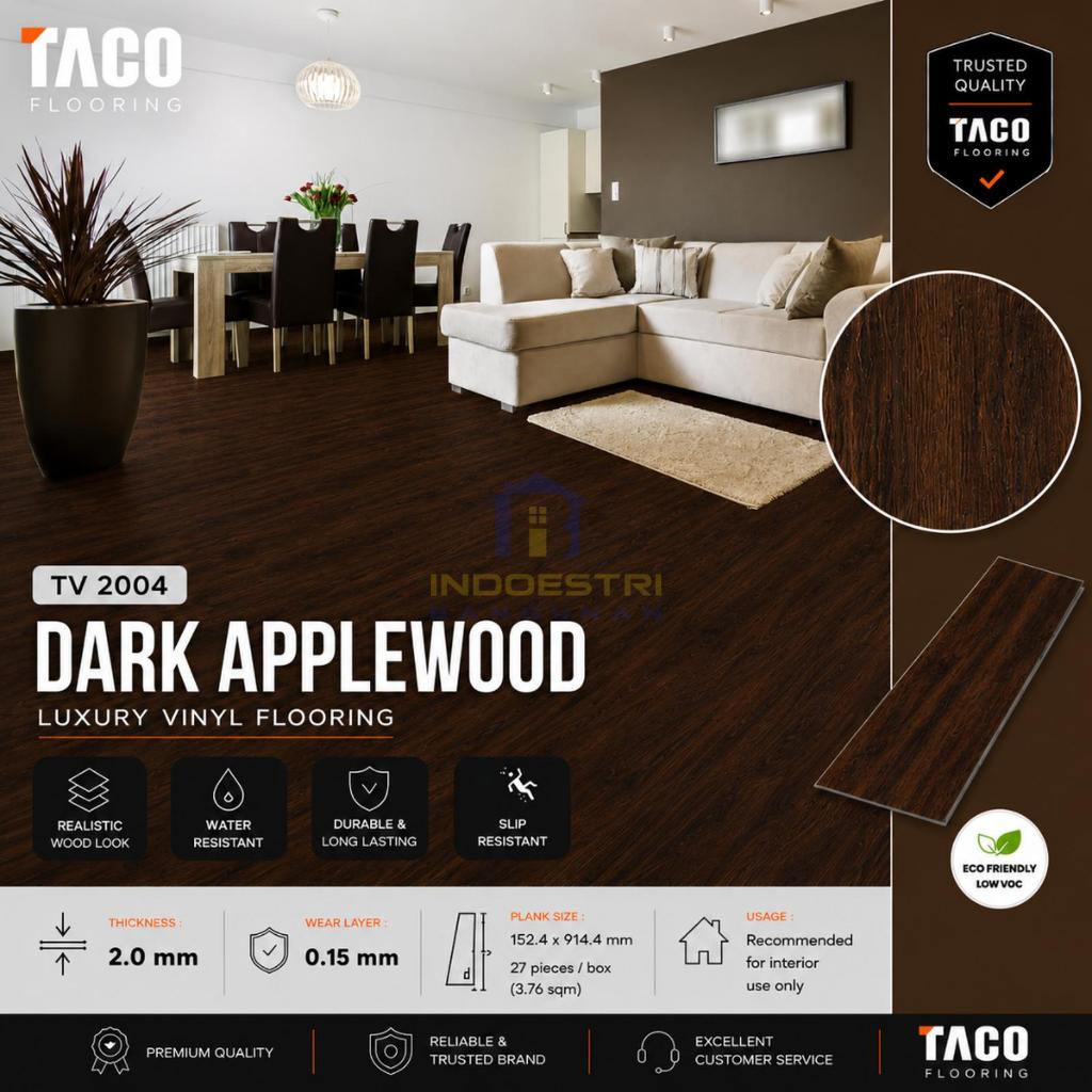 TACO Lantai Vinyl 2mm TV 2004 Dark Applewood / Lantai Motif Kayu Taco