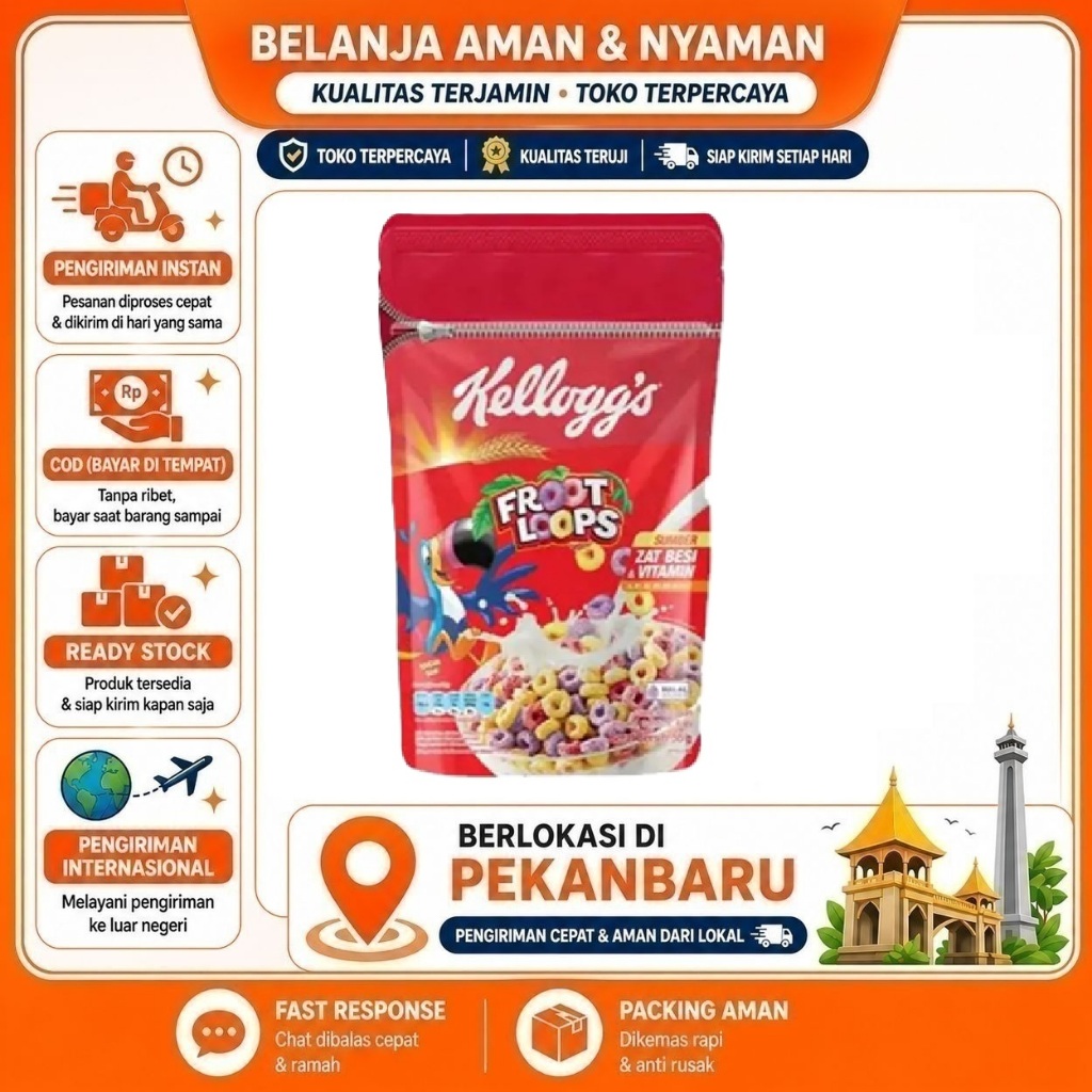 [SDW] pekanbaru/55 Gram Kellogg's Froot Loops Sereal Sarapan Makanan Pagi Breakfast Cereal Halal 55g