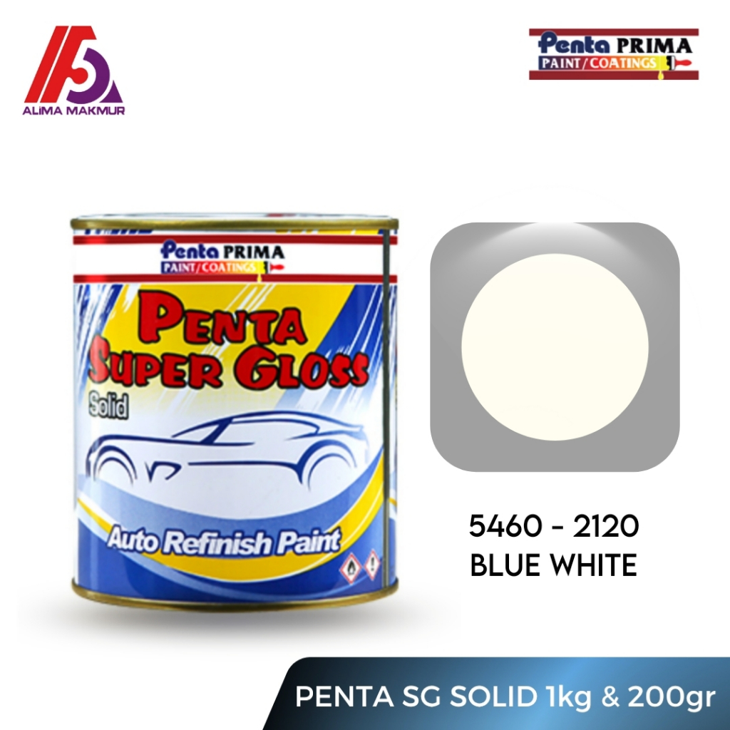 Penta Super Gloss 2120 Blue White 1kg dan 200gram / Cat Penta Blue White / Cat Putih Solid Penta