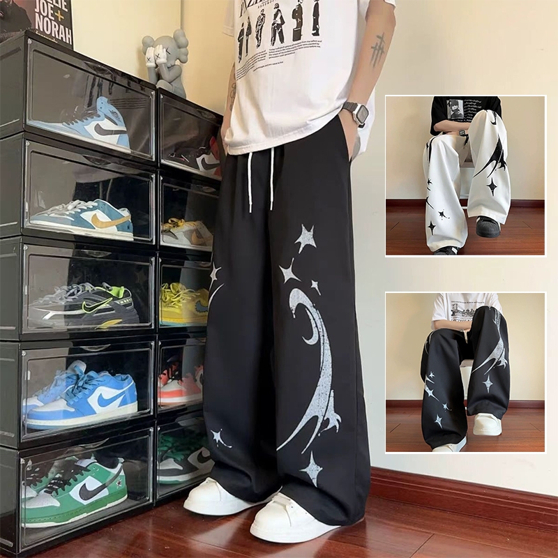 celana panjang pria celana y2k motif celana pria korean style celana baggy pria Celana Hip Hop 2026