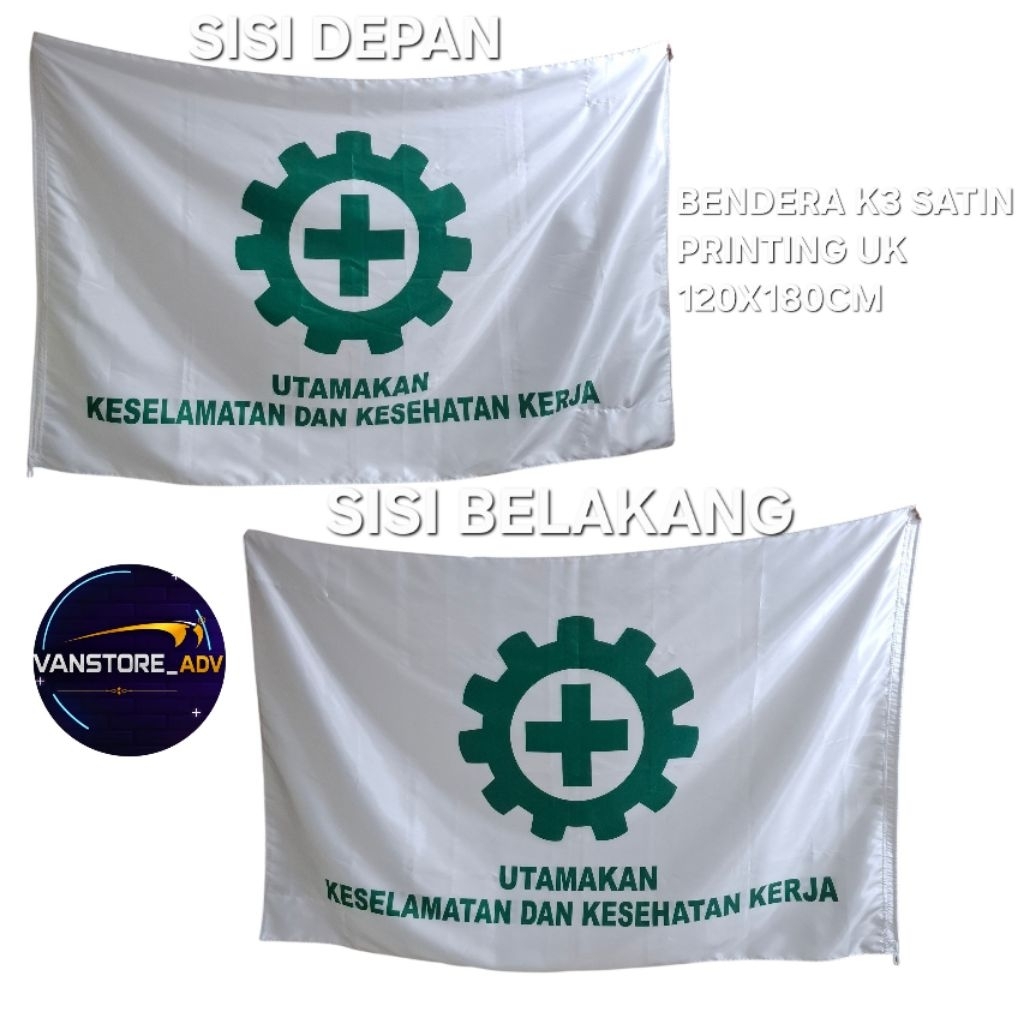 BENDERA K3 SATIN PRINTING 2 MUKA BERKUALITAS