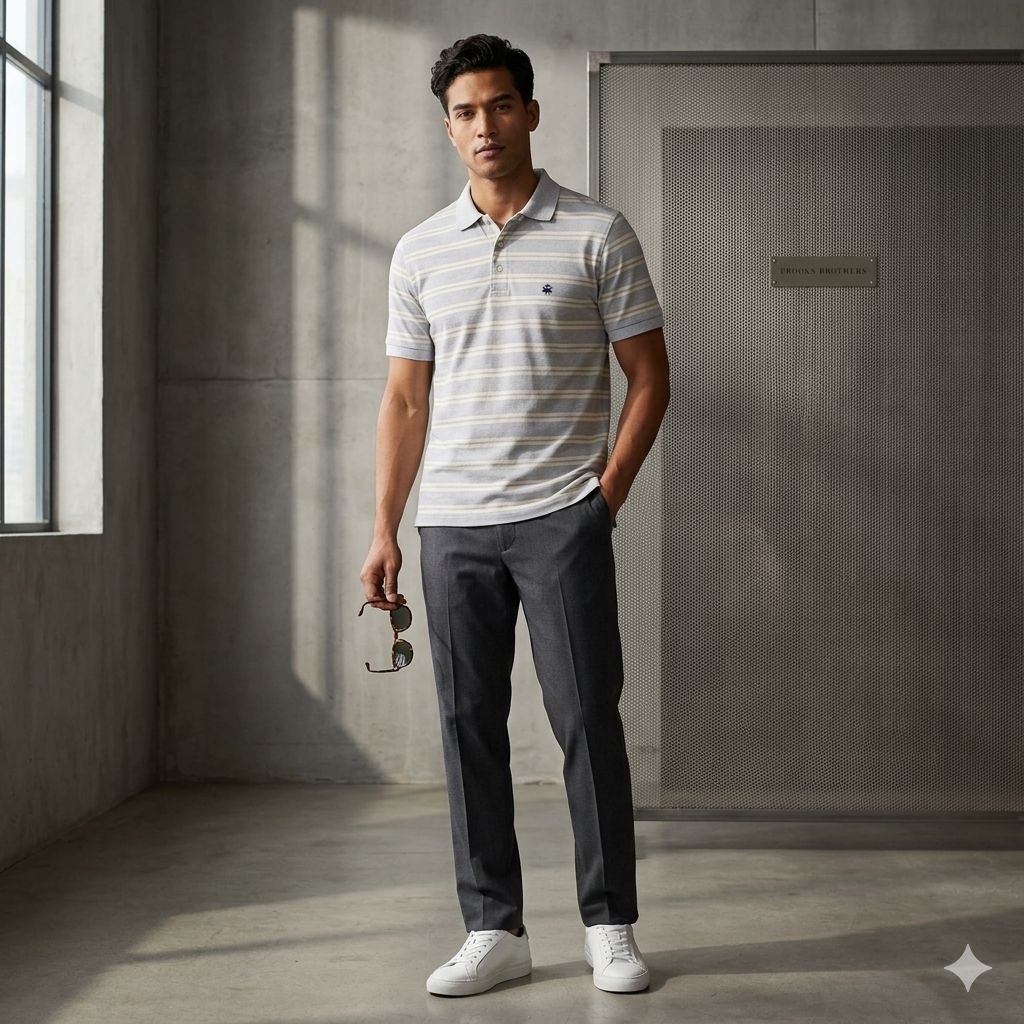 Brooks Brothers Logo Stripe Poloshirt