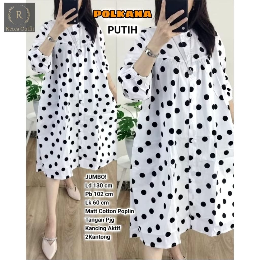 POLKANA TUNIK JUMBO LD 130 TUNIK KATUN POLKA TERBARU ATASAN WANITA TERBARU