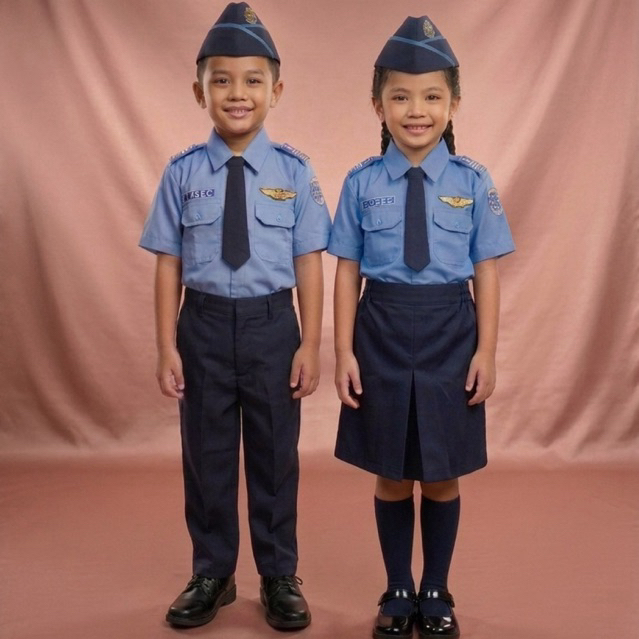 profesi avsec/seragam Tk, baju profesi avsec/seragam Tk, paud angkasapura/karnaval/avsec cilik/kostu