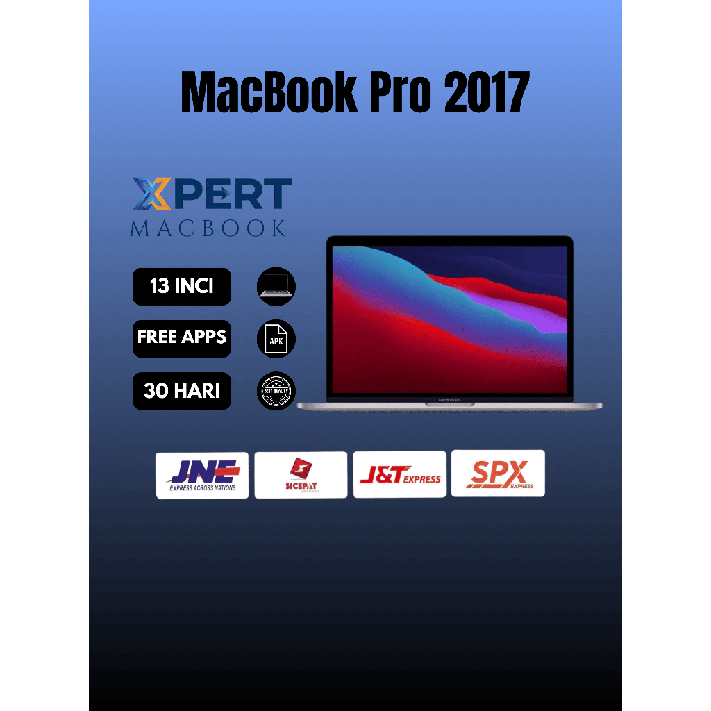 MACBOOK PRO 2017 13” intel RAM 8GB-16GB SSD 256GB-512GB WARNA SILVER,GREY