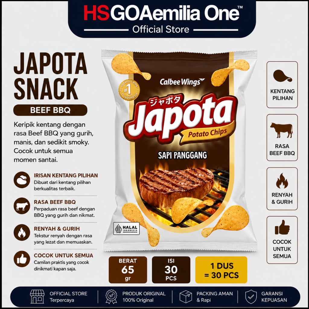 JAPOTA Snack Beef BBQ 65 gr - Isi 30 pcs 1 dus