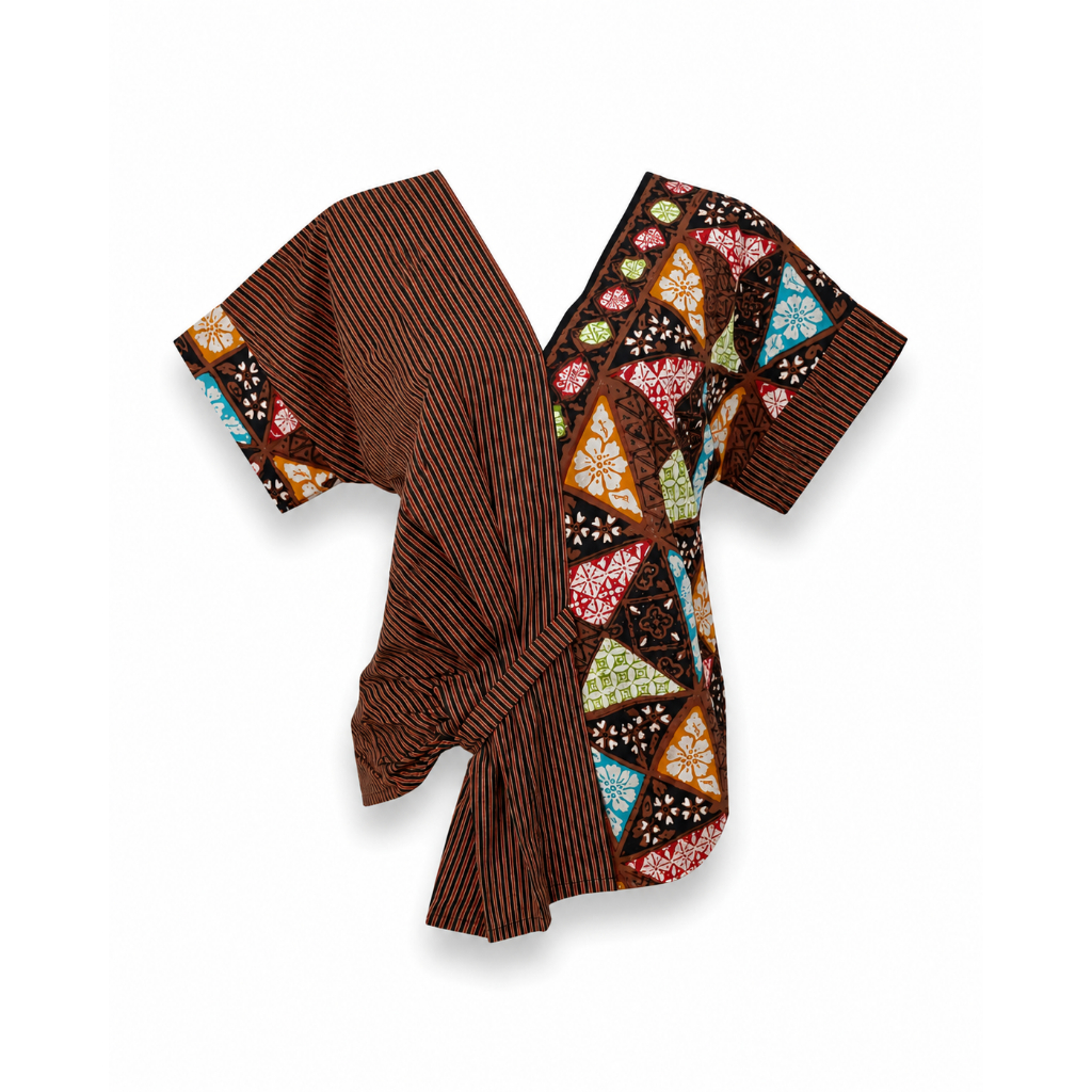 Ethnic Chic Gallery Kirana Blouse Batik Kombinasi Tenun / Atasan Wanita Asimetris Premium