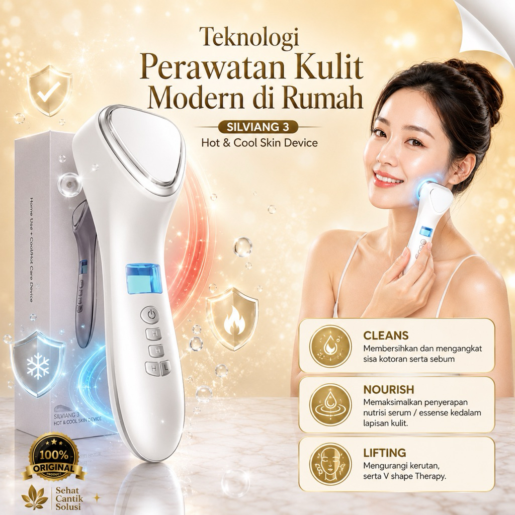 Alat Kecantikan SILVIANG HOT & COOL SKIN DEVICE Perawatan Wajah KK Indonesia ORIGINAL