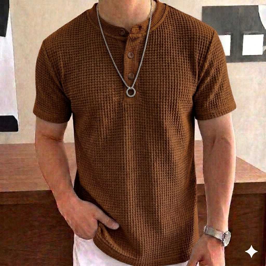 Kaos Polos Polo Shanghai Waffle Premium Lengan Pendek
