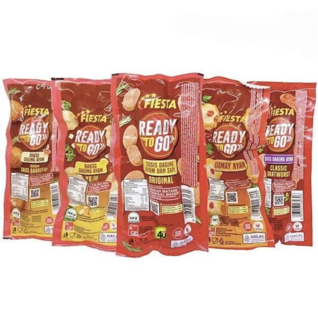 FIESTA Ready To Go Sosis Daging Ayam & Sapi Original 65gr, Cheese Melts 65gr , Hot Spicy 60gr , Baks