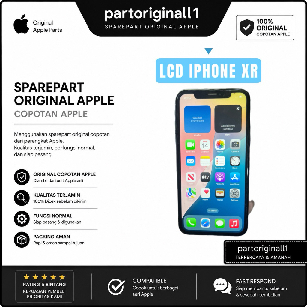 LCD IPHONE XR ORIGINAL COPOTAN / CABUTAN ADA MINUS TESTED