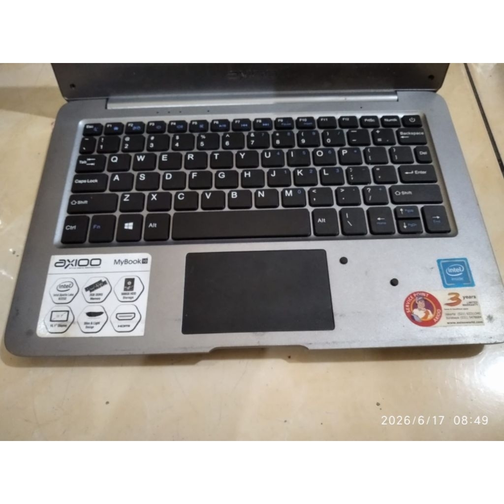Keyboard dan Mousepad Notebook Axioo Mybook10, Intel Apollo Lake N3350, Normal, Garansi.