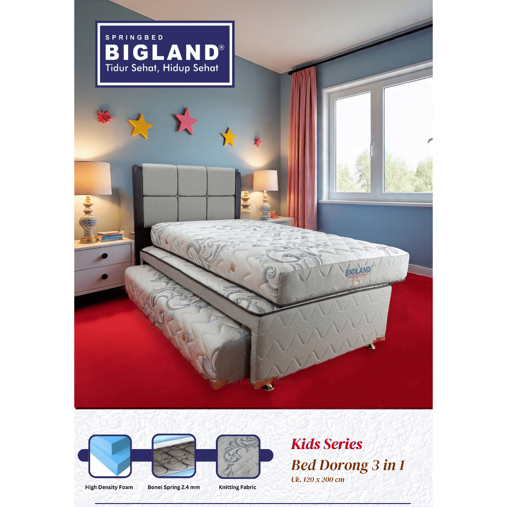 Bed Dorong 3 in 1 Bigland/ Bed Sorong 3 in 1 Bigland/ Bed dorong Spring Bed Anak Dewasa 3 in 1