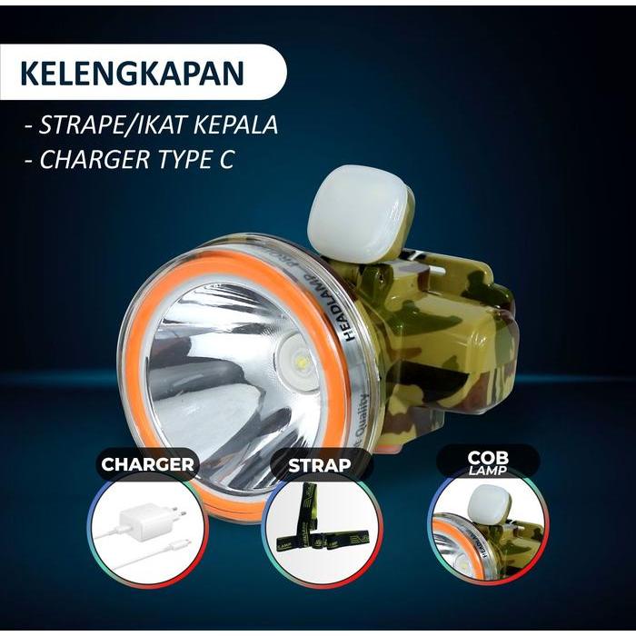 SENTER KEPALA WATERPROOF TAHAN AIR BATERAI TAHAN LAMA JINLONG JL-608 L 100WATT