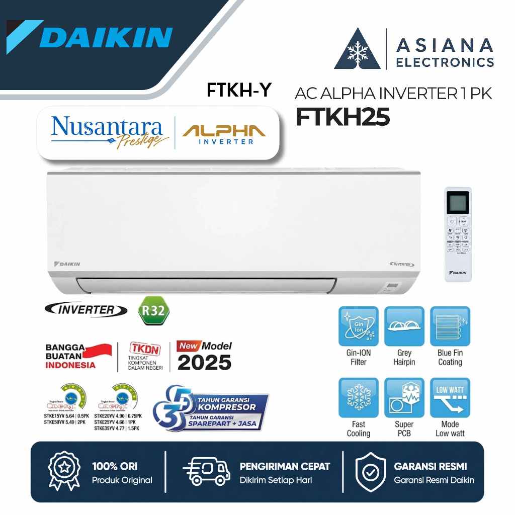 AC DAIKIN ALPHA INVERTER 1 PK 1PK FTKH25 Nusantara Prestige