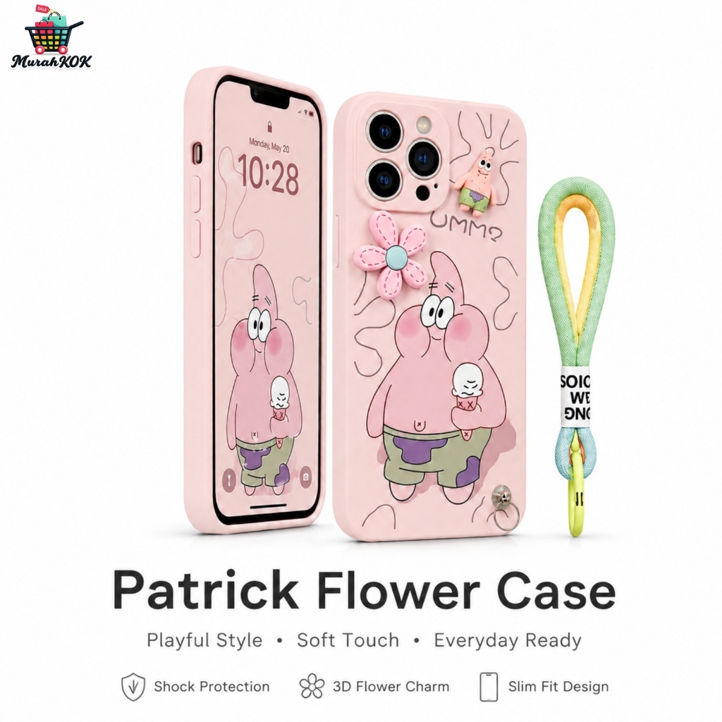 Case 3D Karakter Spongebob - Patrick For Iphone X Xs Max Xr 13 11 12 Pro Max Mini Softcase