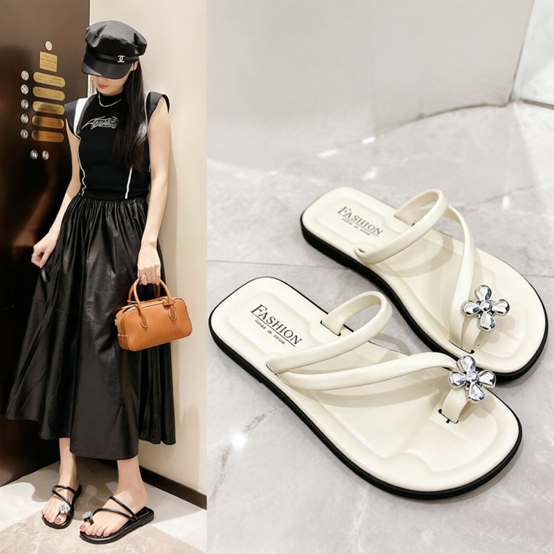 [COD] Sandal Wanita Jepit Model Bunga - Sendal Flat Sol Empuk Anti Slip Kekinian Cocok untuk Jalan-J