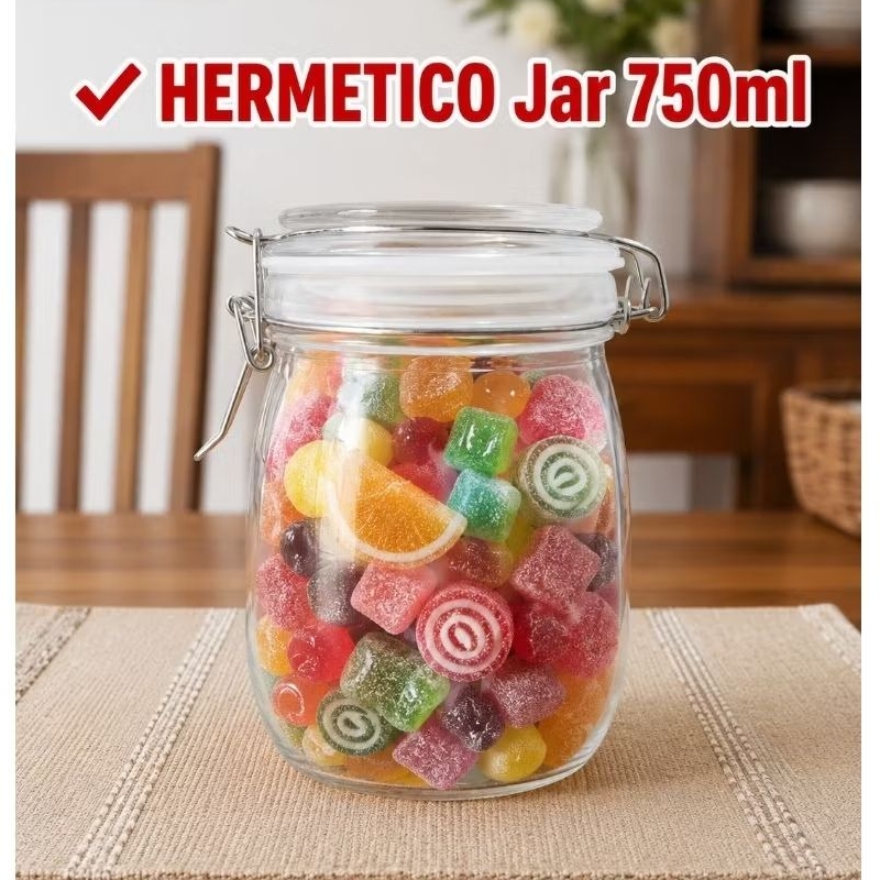 Hermetico Jar 750ml / Hermetico Jar / Glass Jar with Clamp Lid / Hermetico Canister TW089B