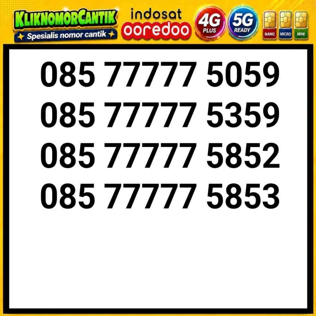 nomor cantik indosat 4G&5G Indosat IM3 7777 A2