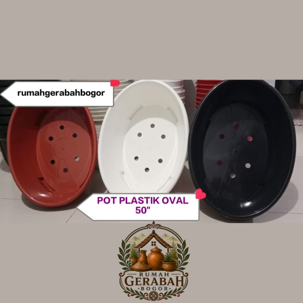 Pot Bonsai Oval 10,panjang 50 cm,pot bonsai besar Putih, Hitam dan Teracota