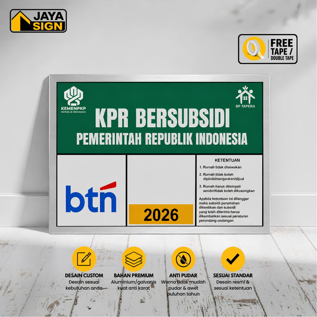 Nomor Rumah KPR Subsidi Resmi Aluminium 0,2mm Anti Karat