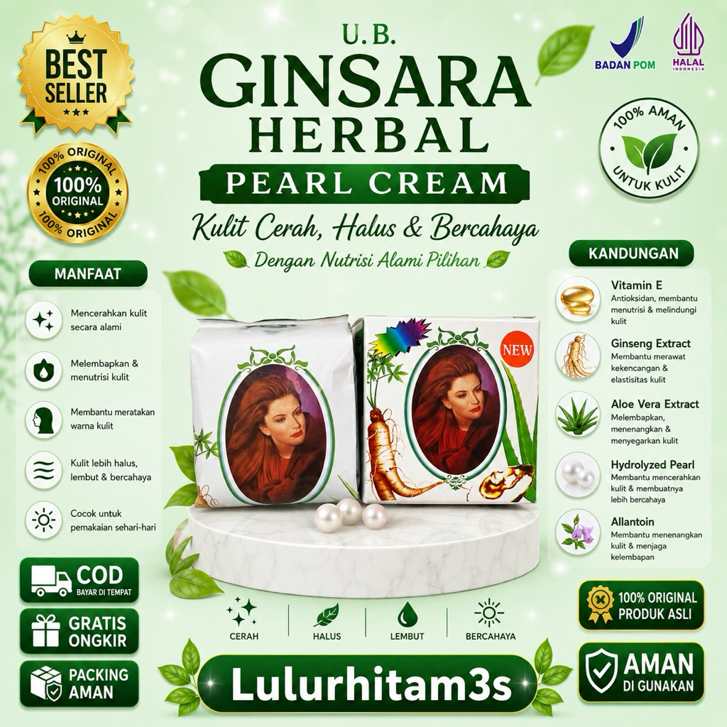 kelly ub Krim Wajah Ginsara 5g - Mencerahkan & Melembapkan Kulit