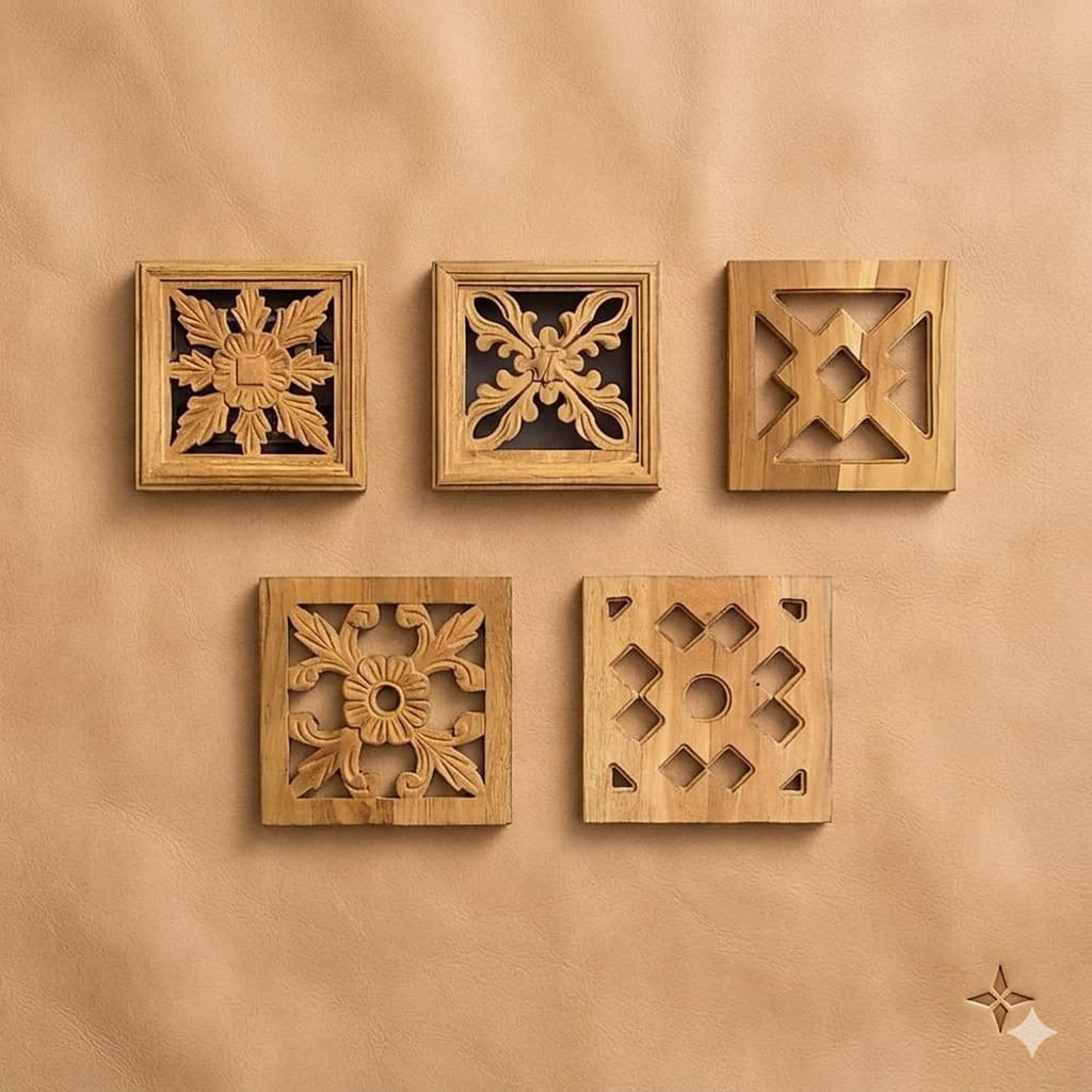 Kepingan Loster Kayu Jati ukuran 20x20 cm
