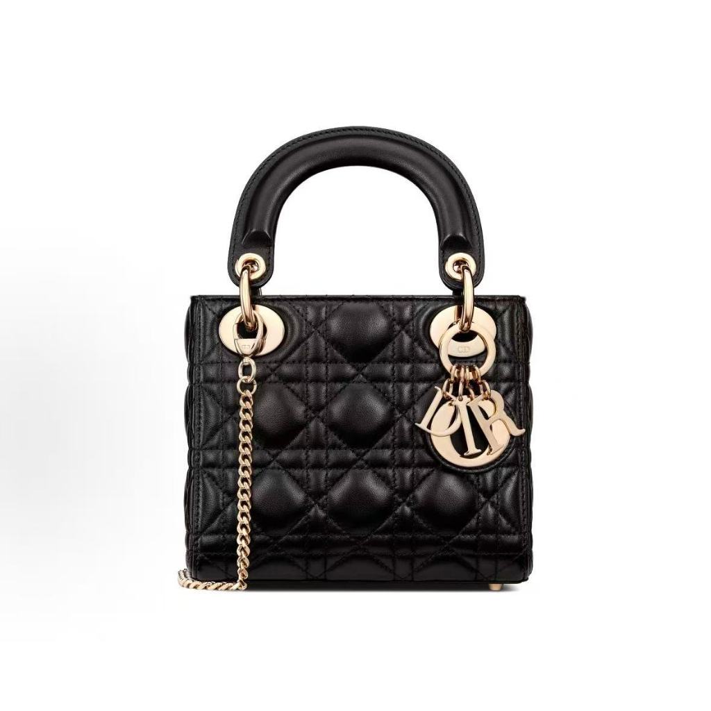 DIOR Dior Lady Dior Detachable Chain Shoulder Strap, 3-Grid Vine Pattern Details, Concubine Bag, Sin