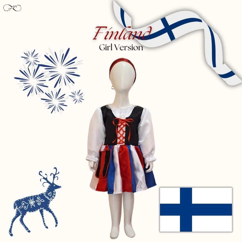 Finlandia/Baju Negara Finlandia /Pakaian Adat Internasional untuk Girl dan Dewasa