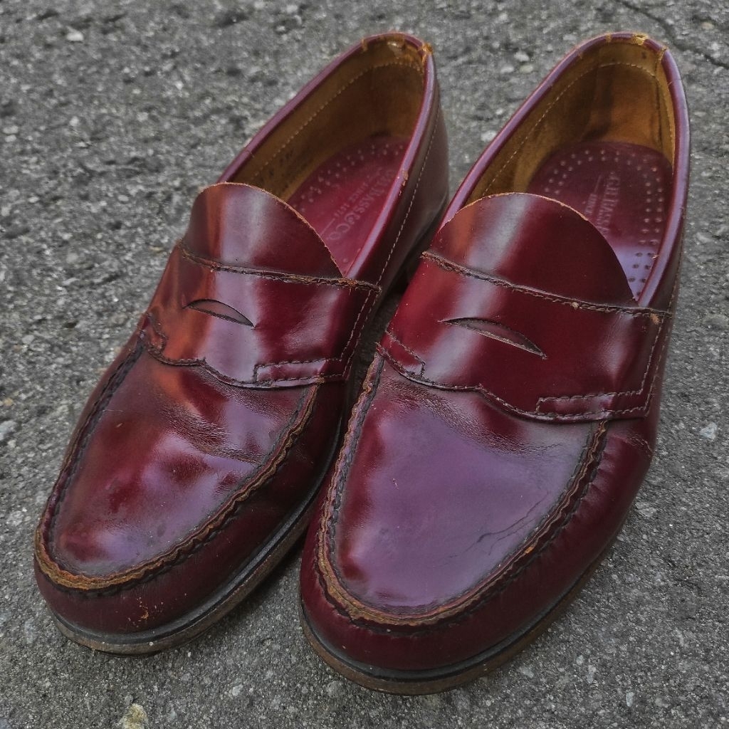 SEPATU KULIT GH BASS WEEJUNS CLASSIC VINTAGE LUXURY PENNY LOAFERS MOCCASIN SLIP ON WINGTIP BURGUNDY 