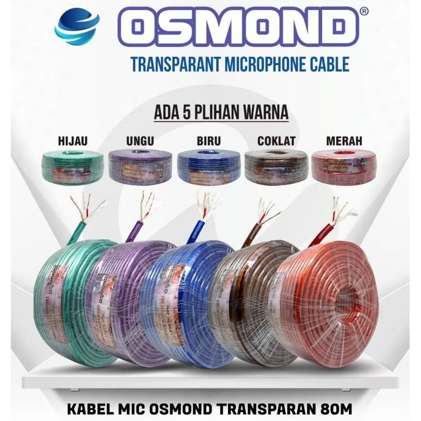 Kabel Mic Stereo OSMOND Transparan 1 Roll 80 Meter/Kabel Mic Stereo Osmond 1 Roll ORIGINAL