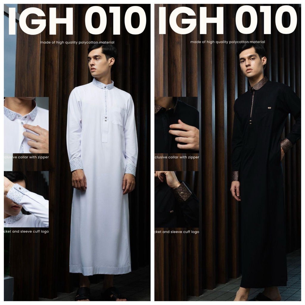 AL Haramain Jubah / Gamis Pria Dewasa Premium Manset Kombinasi Kerah kemeja