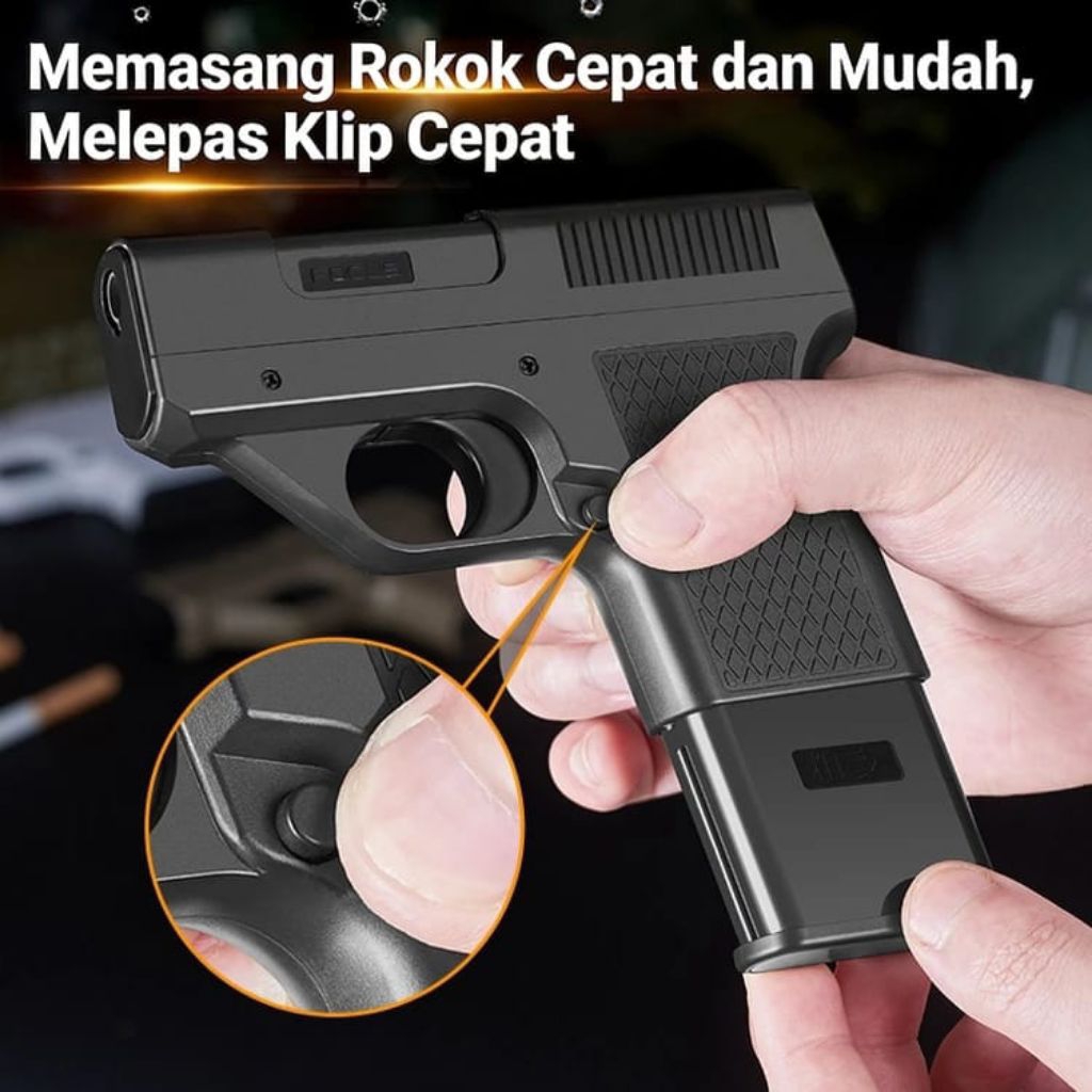 kotak box tempat rkk focus plus korek model pistol dan magazin gun lighter || Anisa Lighter LAB